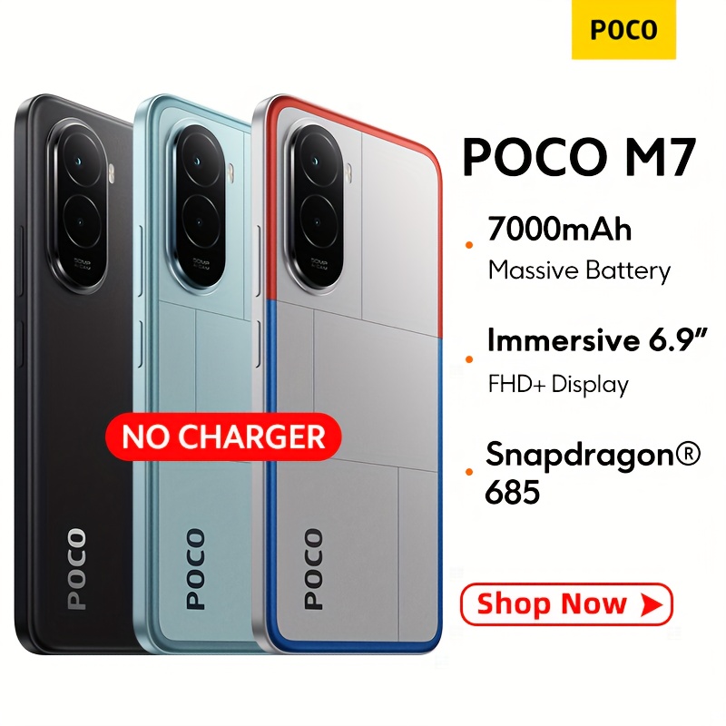 POCO M7 Global Edition - Snapdragon 685 4G, 6.6" FHD+ дисплей, 50MP + 8MP камери, 7000mAh батерия, Xiaomi Hyperos 2, без зарядно