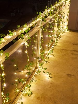 Слънчева гирлянда с изкуствен бръшлян – 50 LED светлини
