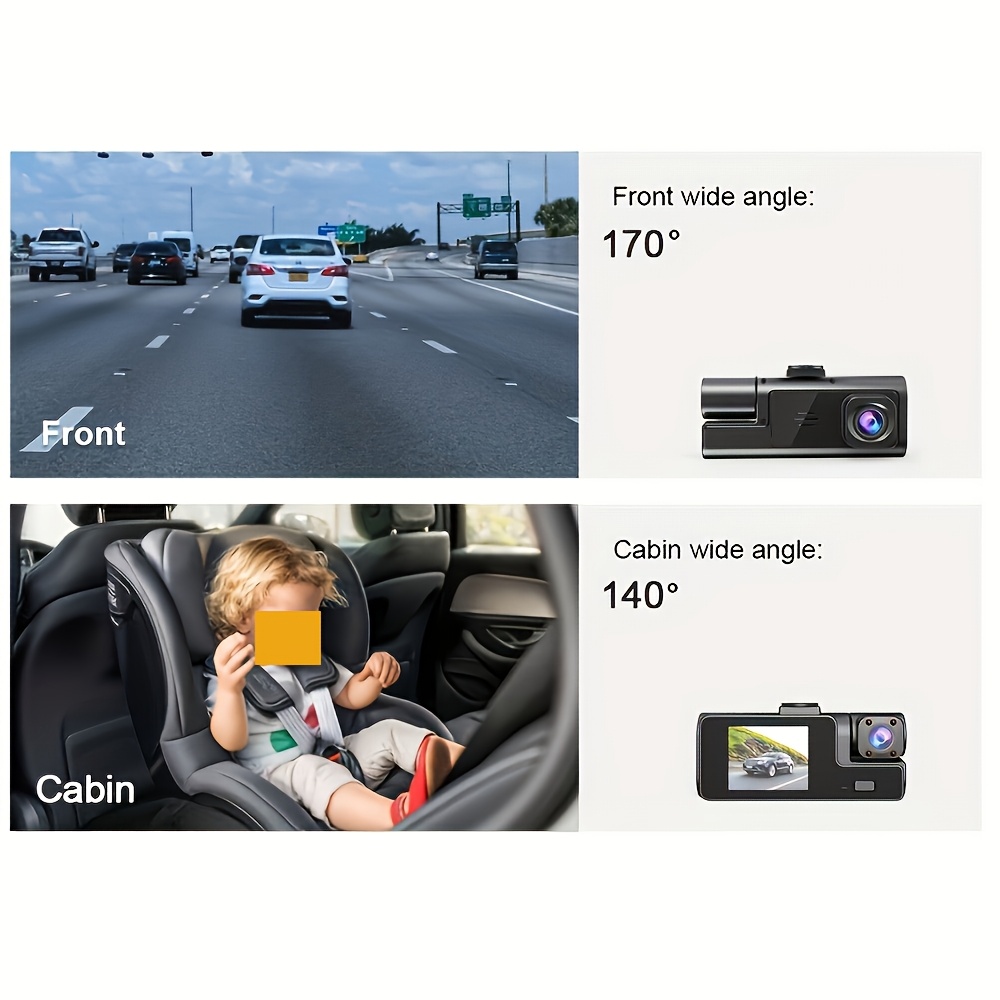 Автомобилна камера Dash Cam 1080P + 720P – предна и задна камера, опция с/без карта - Image 9