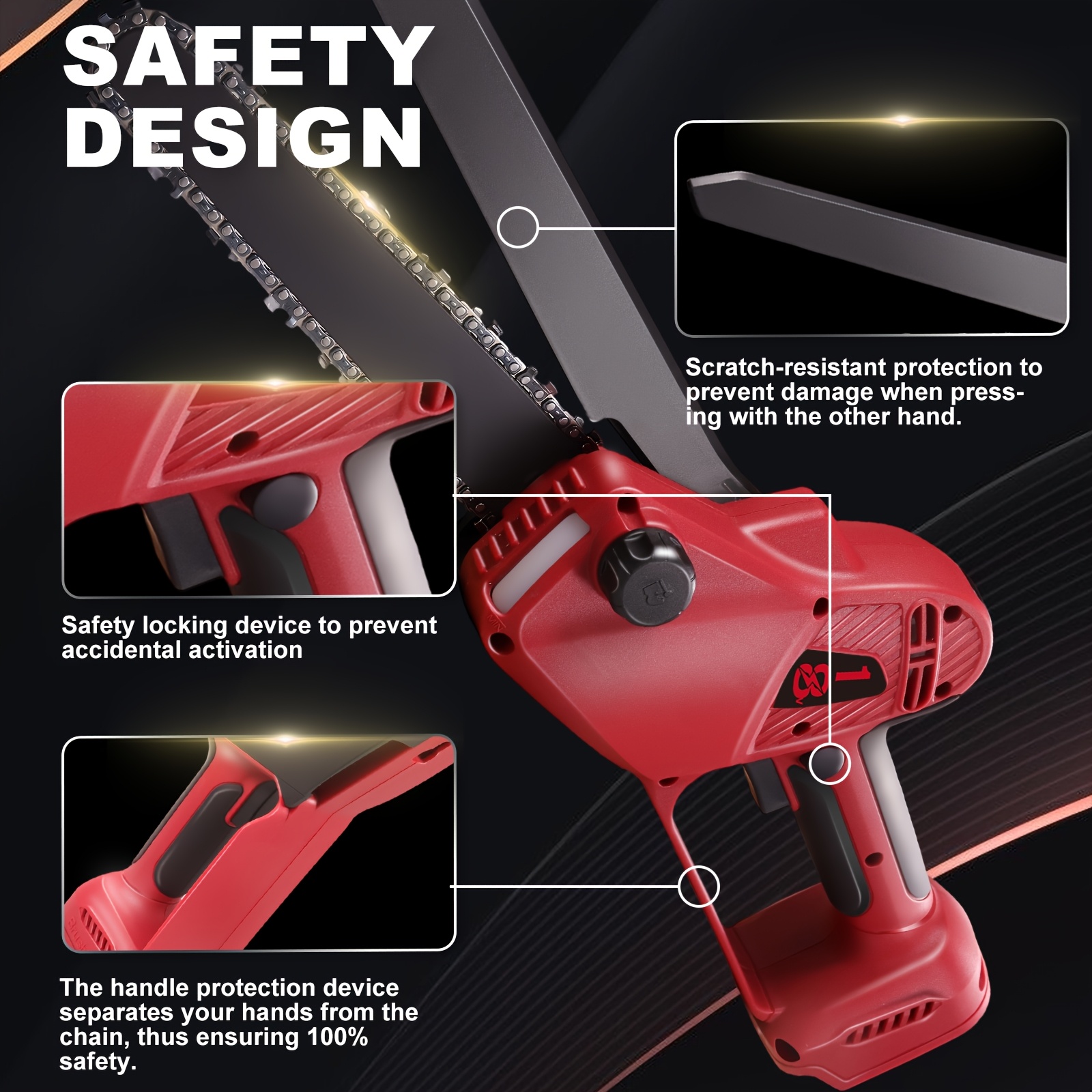 LADAMI Акумулаторен верижен трион 8" – Автоматично смазване, съвместим с Makita, Bosch, Einhell - Image 9