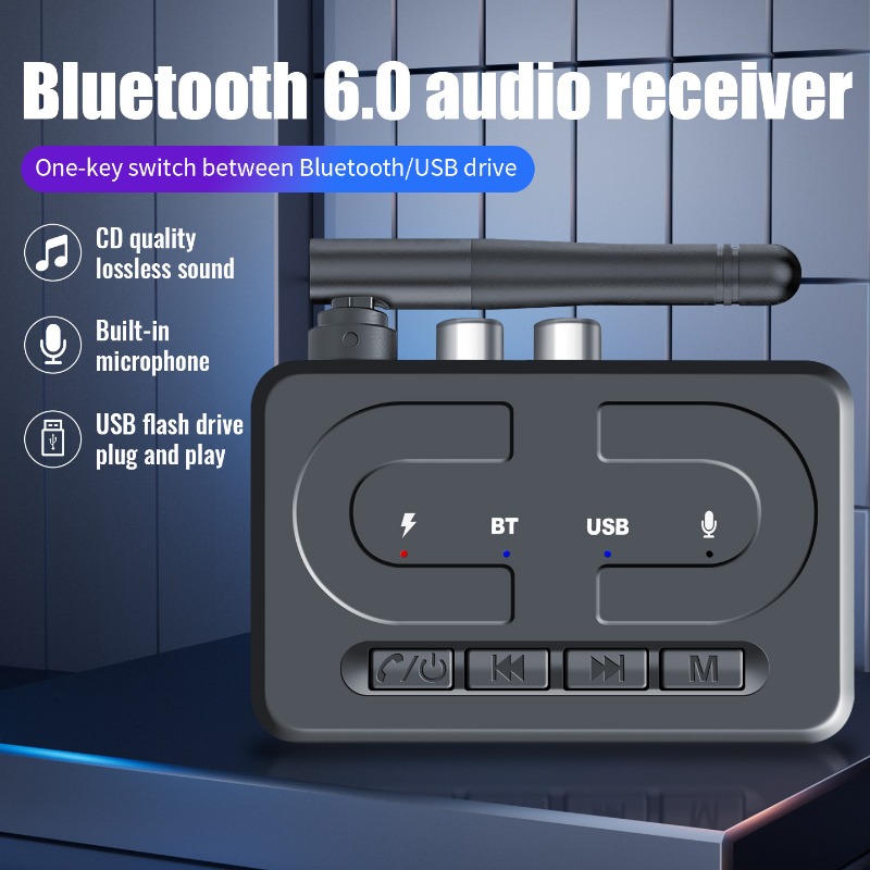 Bluetooth 6.0 Приемник USB – Цифрово към Аналогово Аудио с AUX 3.5mm - Image 4
