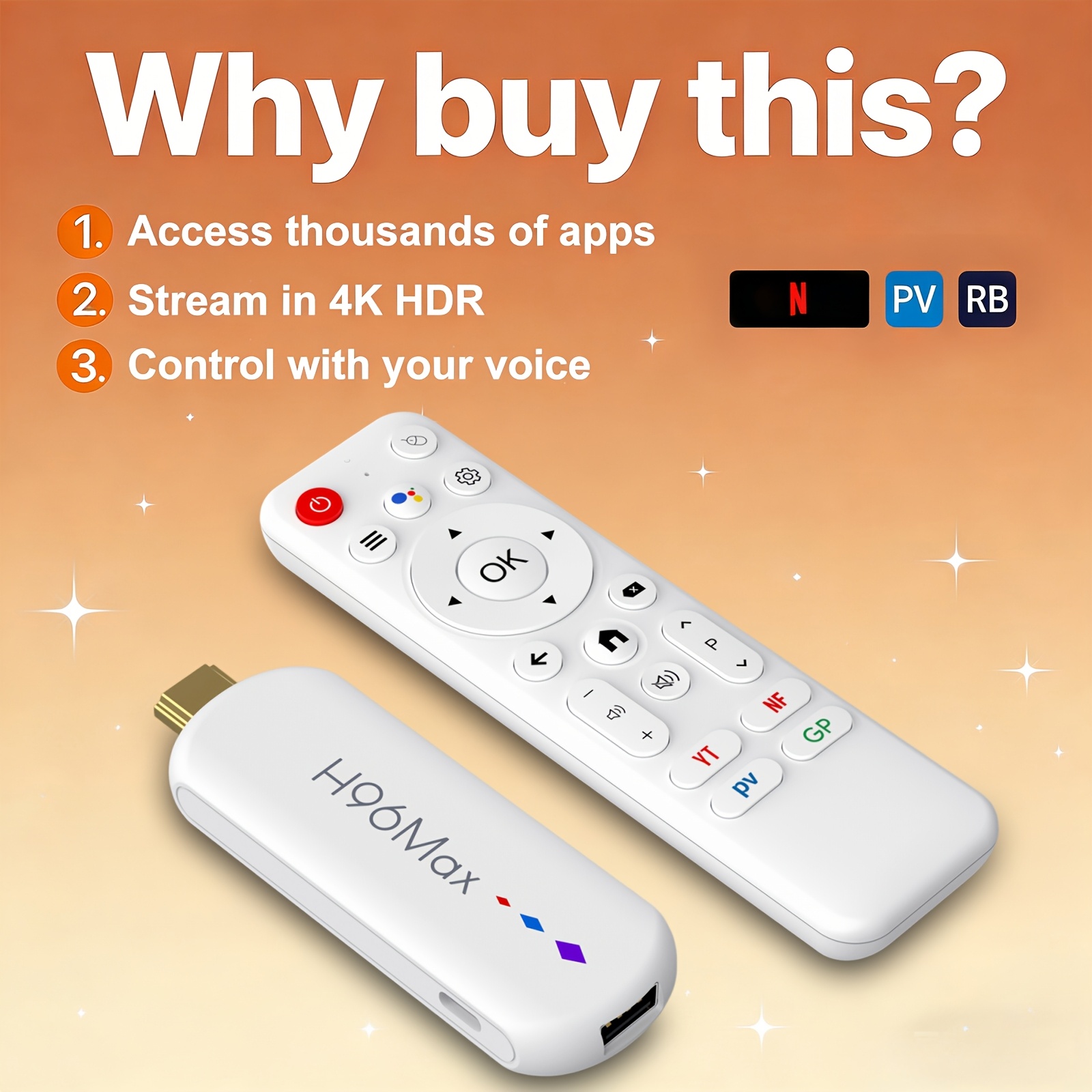 Smart TV Stick H96 MAX – Android 14, 4K Ultra HD, 3D поддръжка, Type‑C, бърз и компактен медиен плейър - Image 4