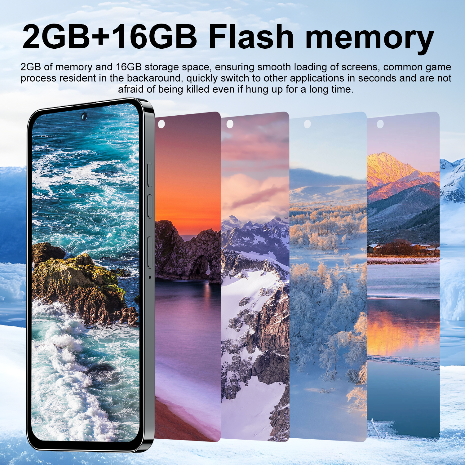 2026 Android смартфон 3G - Две SIM карти, 2GB RAM, 16GB памет, 6.5" тъчскрийн, 2MP + 5MP камери, GPS за навигация - Image 2