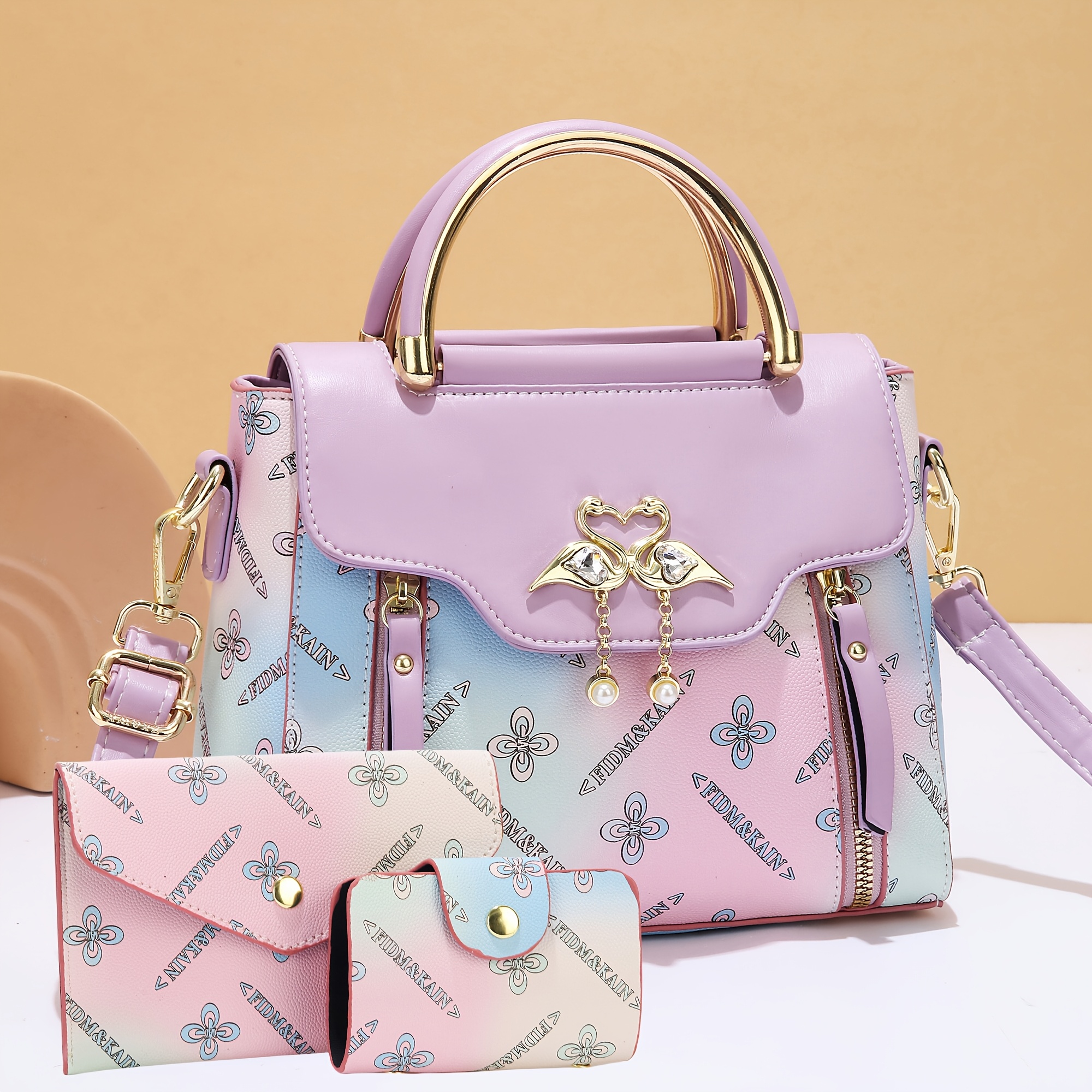 Комплект дамски чанти 3 части – раменна, ръчна и crossbody чанта - Image 31