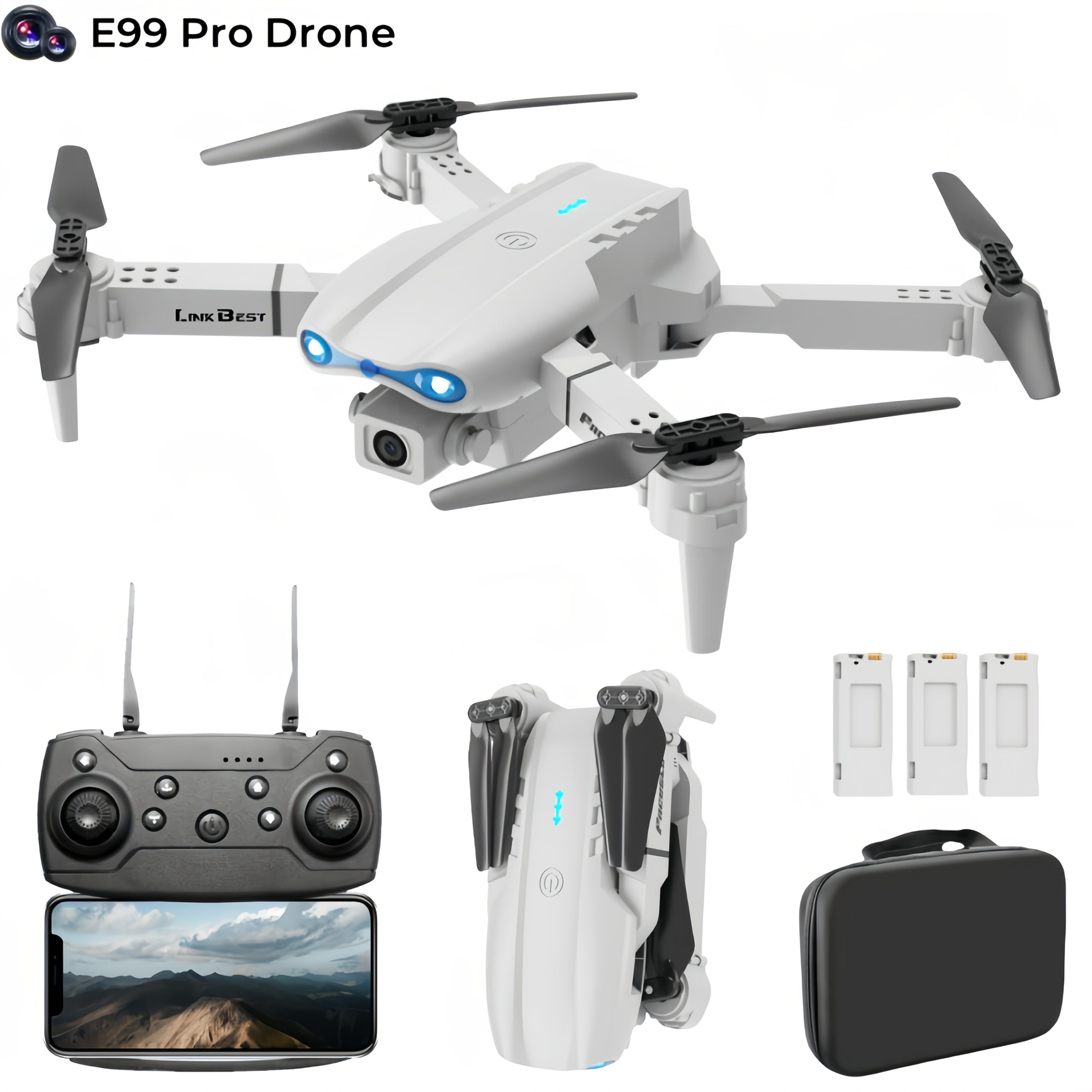 Мини дрон с камера – E99 PRO с 360° обръщане и стабилизация