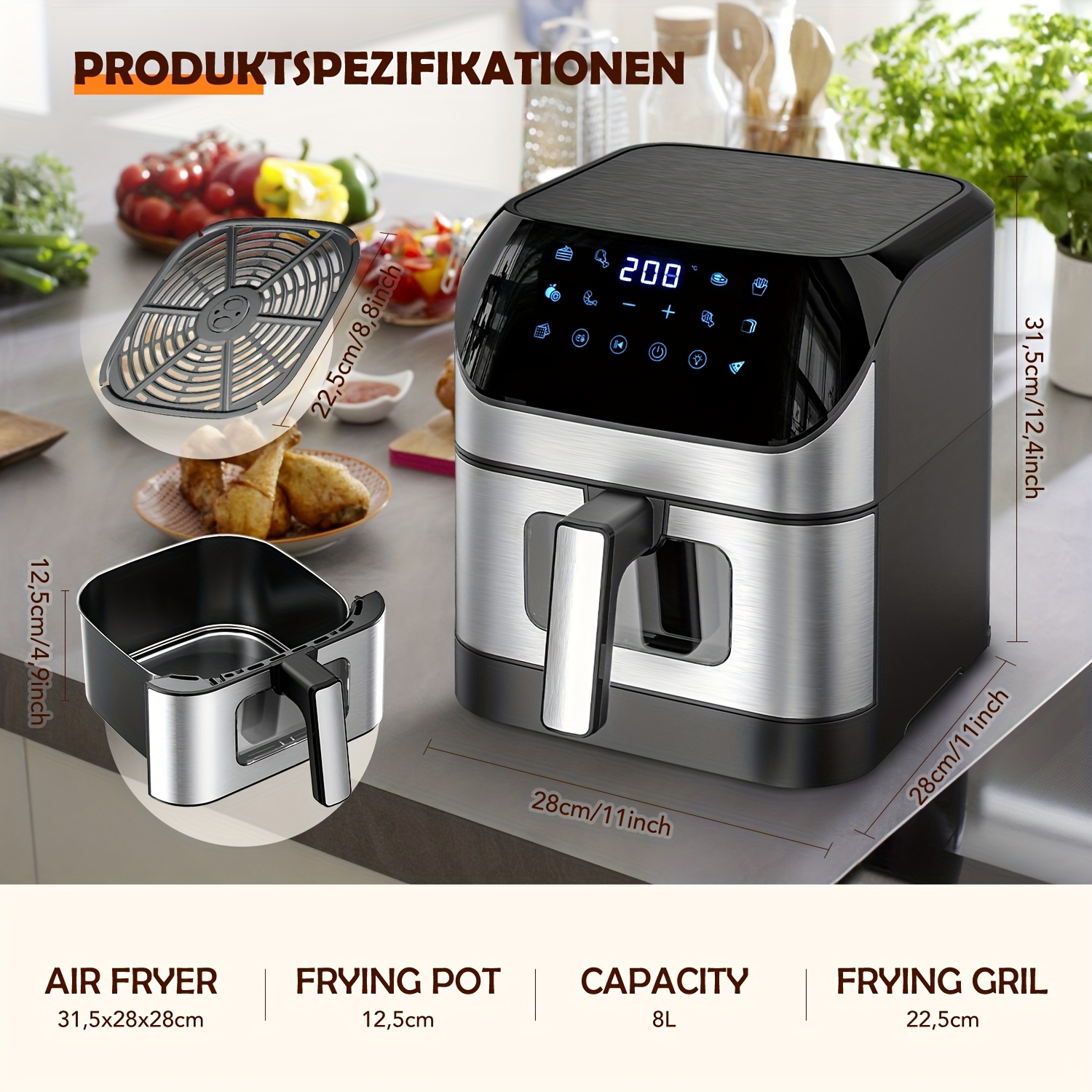 Фритюрник Ninja Style 8L – Регулируема Температура 80‑200°C с 10 Предварителни Настройки - Image 5
