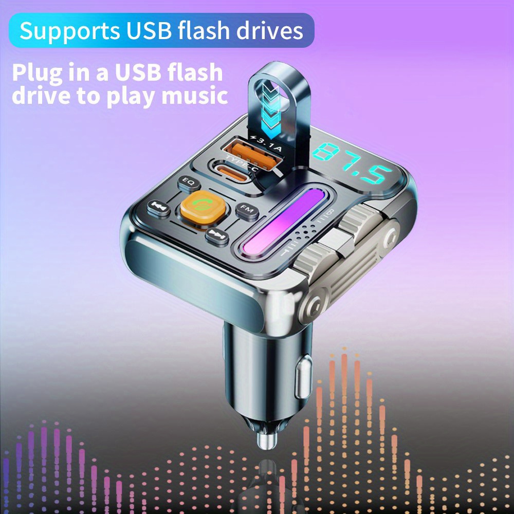 FM Трансмитер за Кола с Bluetooth – Type-C и Двоен USB Бързо Зареждане - Image 9