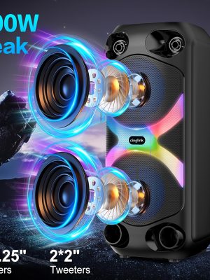7000W преносим безжичен караоке високоговорител – мощен субуфер, TF/FM, микрофон, 2400mAh батерия, Type‑C зареждане