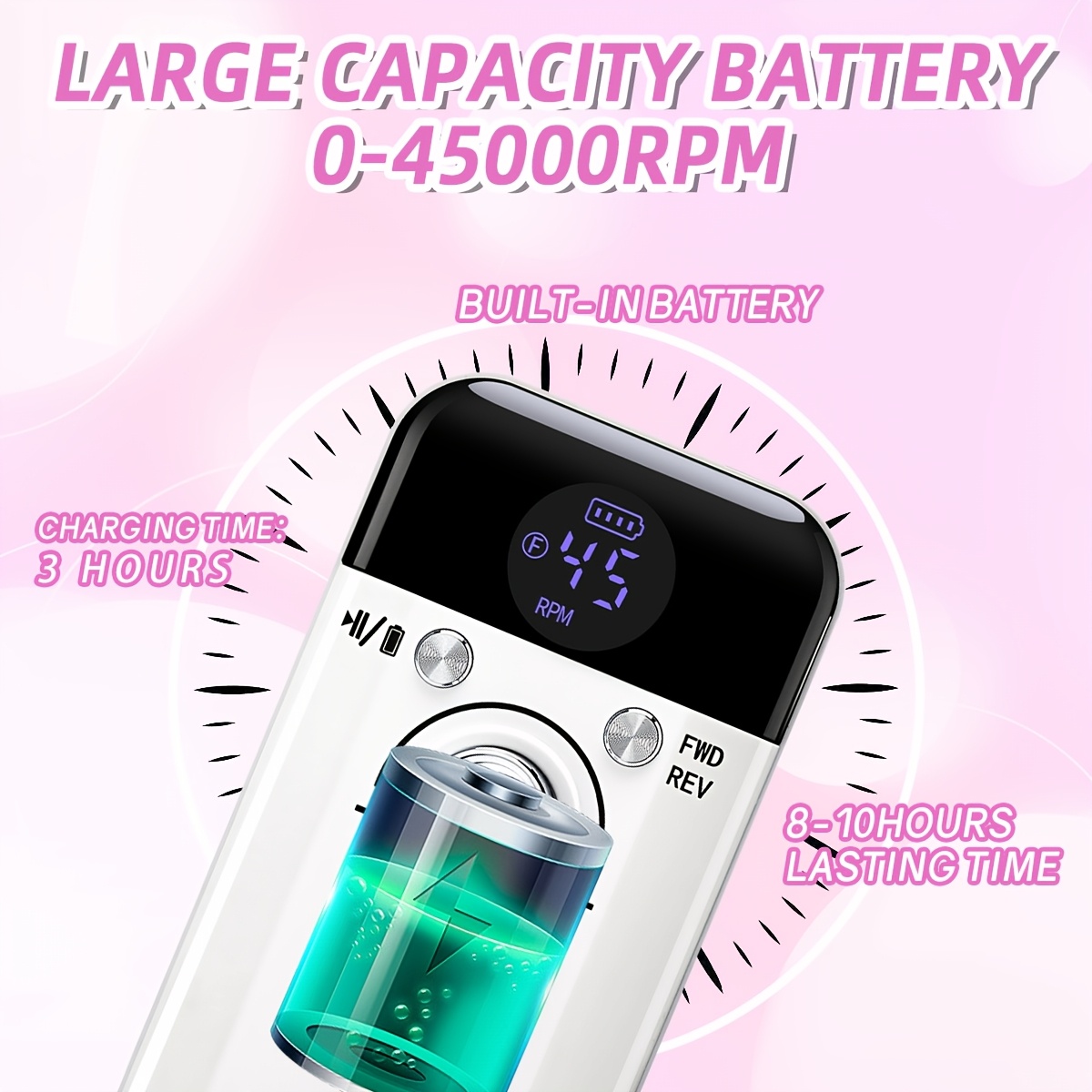 Професионална електрическа пила за нокти 45000 RPM – машинка за маникюр - Image 8