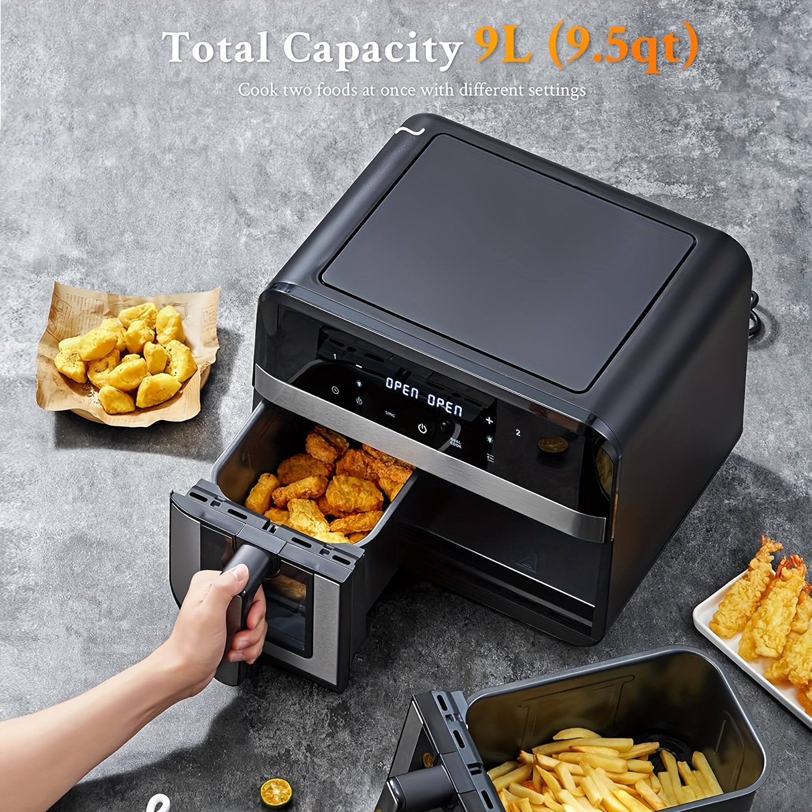 Двоен Air Fryer 9L – въздушен фритюрник с 2 зони - Image 8