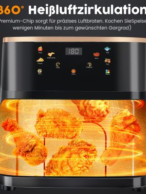 Модерен Air Fryer 9L Kehot – 1400W, Сензорен Панел, Антипригарно Покритие и 6 Програми