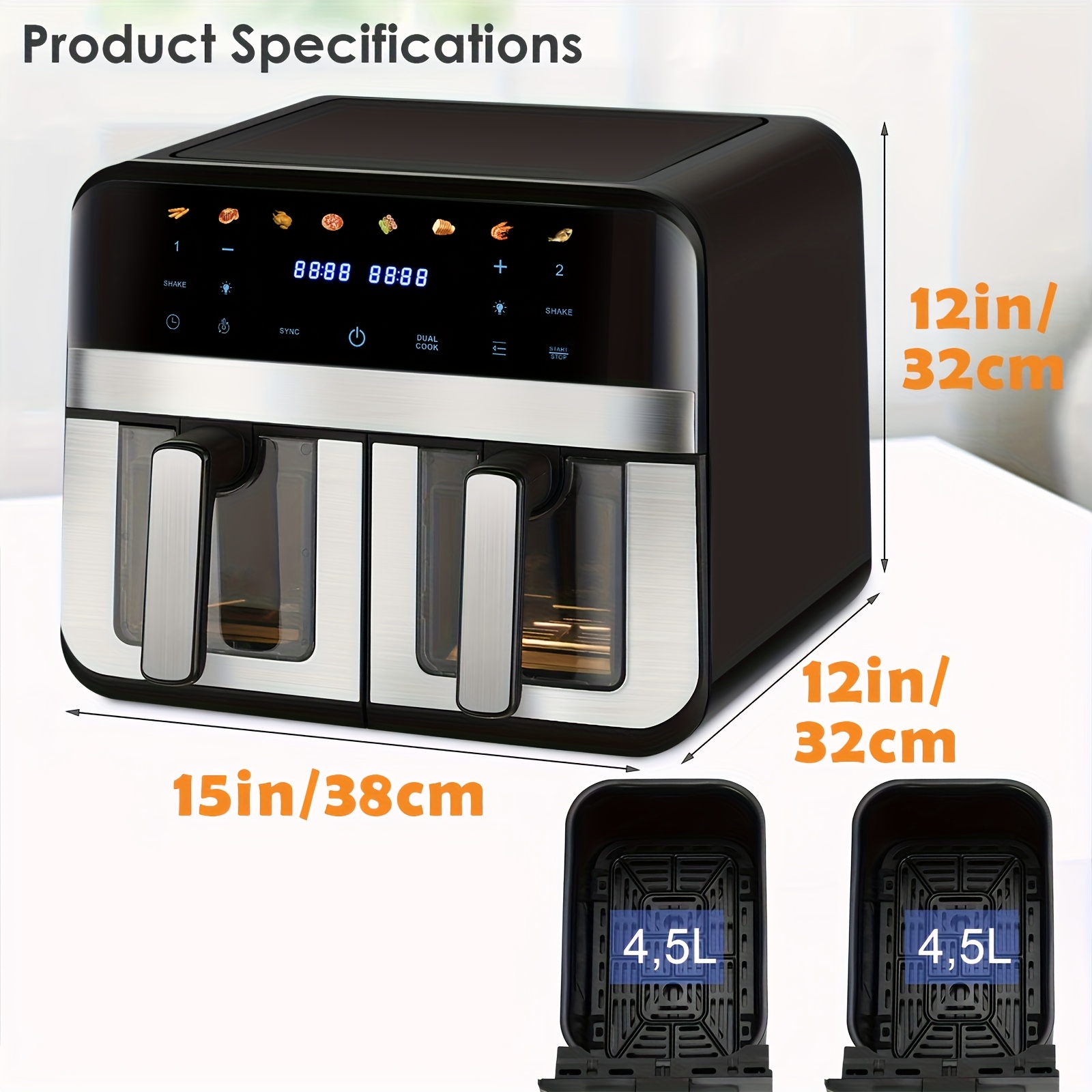 Двоен Air Fryer 9L – въздушен фритюрник с 2 зони - Image 10