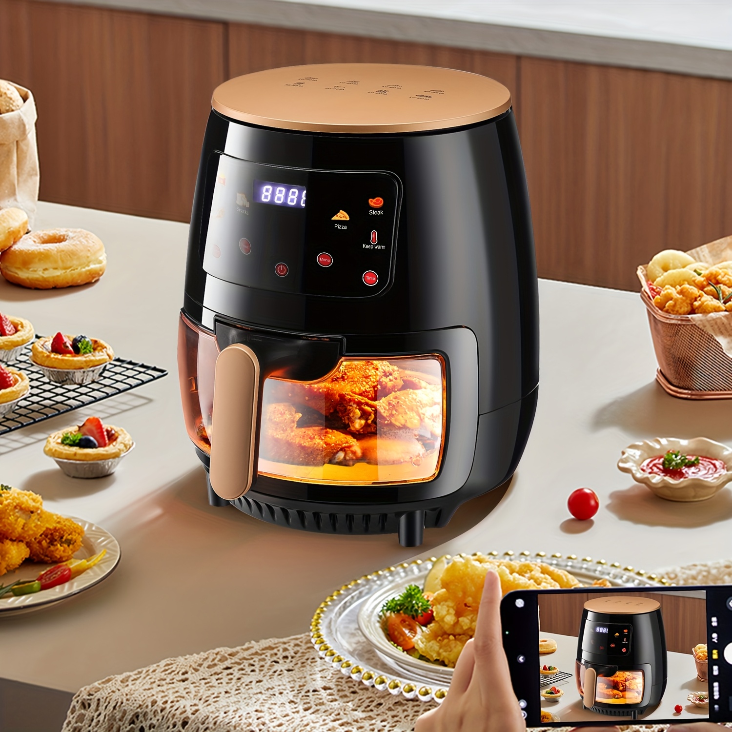 Дигитален Air Fryer 6L / 8L / 9L - Въздушен Фритюрник с Прозорец и Неръждаема Стомана - Image 7