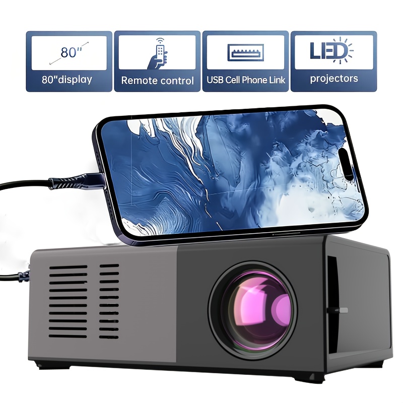 Преносим домашен кино проектор – съвместим с USB/SD/AV/HDTV, идеален за къмпинг и филми у дома