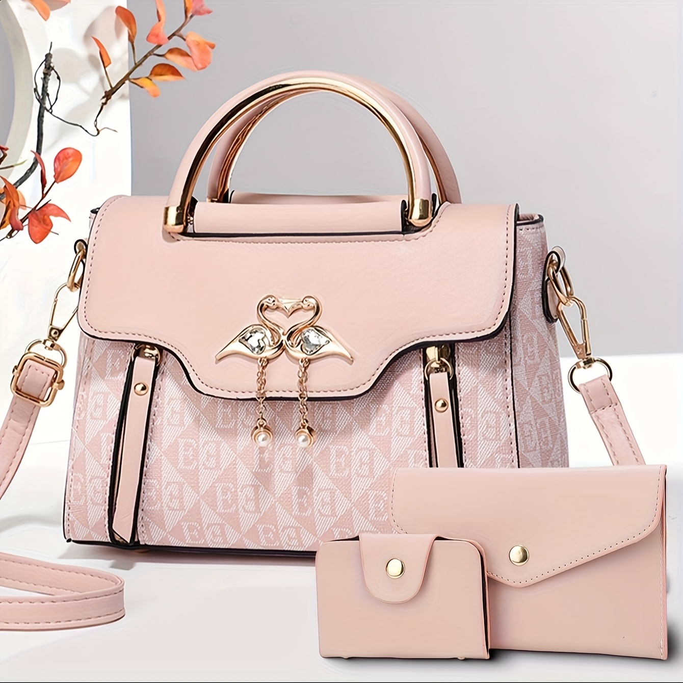 Комплект дамски чанти 3 части – раменна, ръчна и crossbody чанта