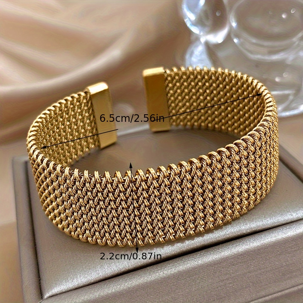 Дамска гривна от неръждаема стомана – 18K позлатена тъкана гривна HOTOO - Image 8