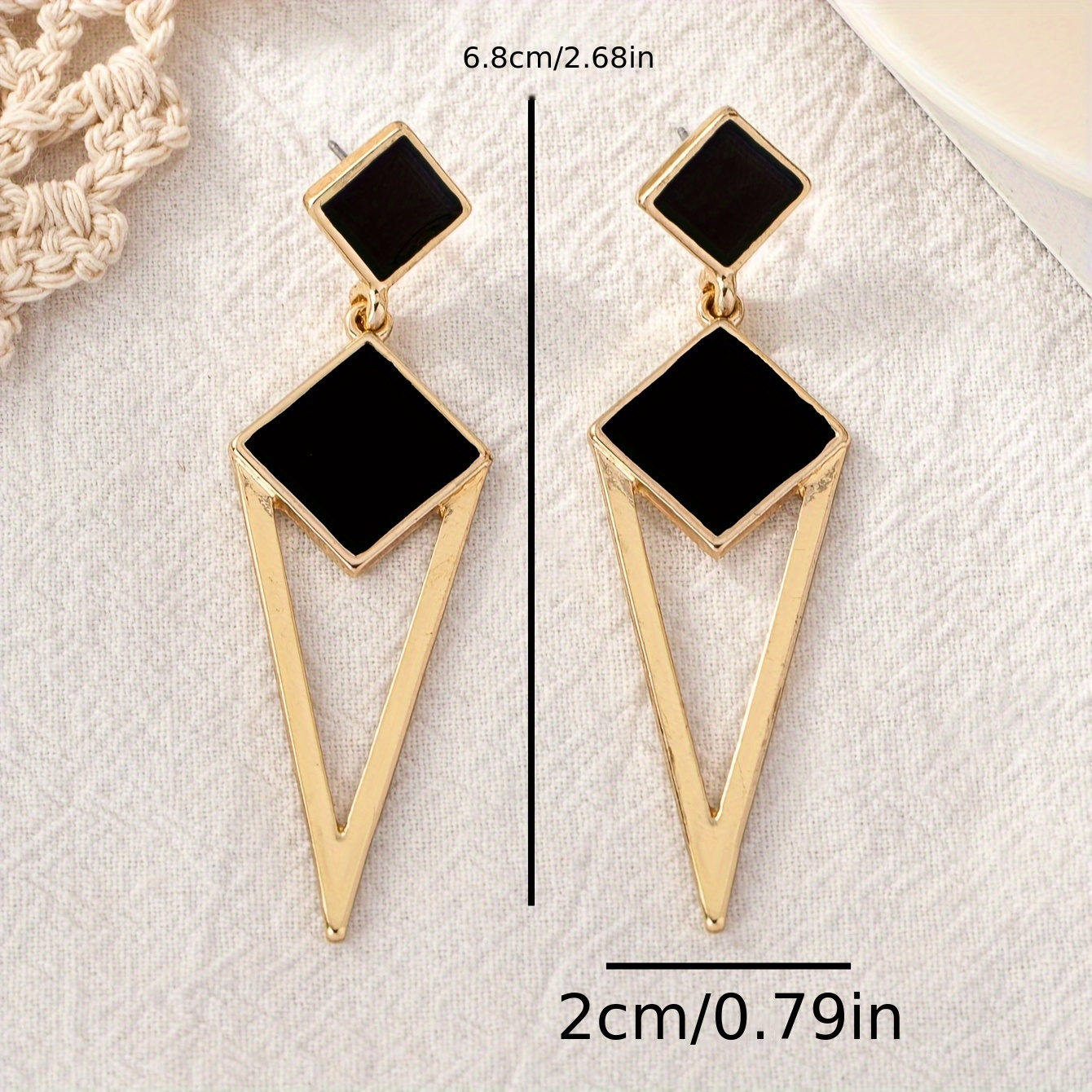 Модерни дамски обеци с диамантена форма – 18K златно покритие - Image 6