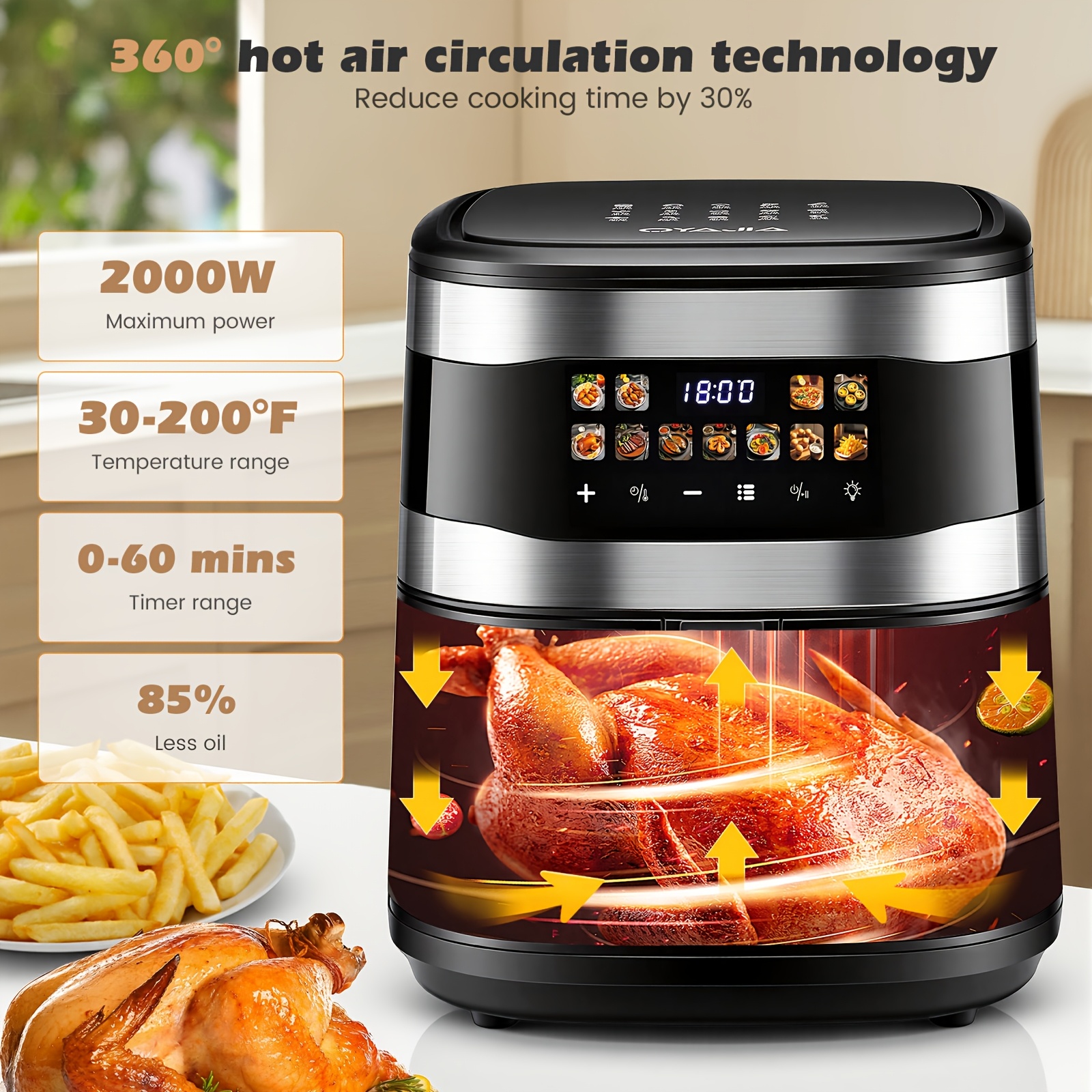 Air fryer Kehot 10L 2000W - фритюрник от неръждаема стомана 304 - Image 4