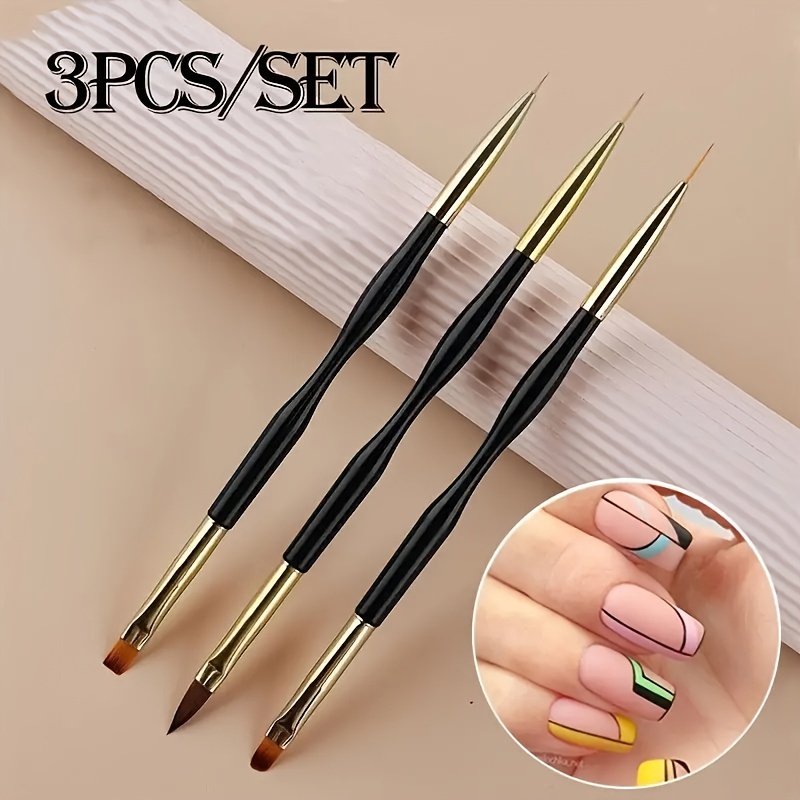 Комплект четки за nail art 3 бр – двойни четки за рисуване на нокти - Image 5