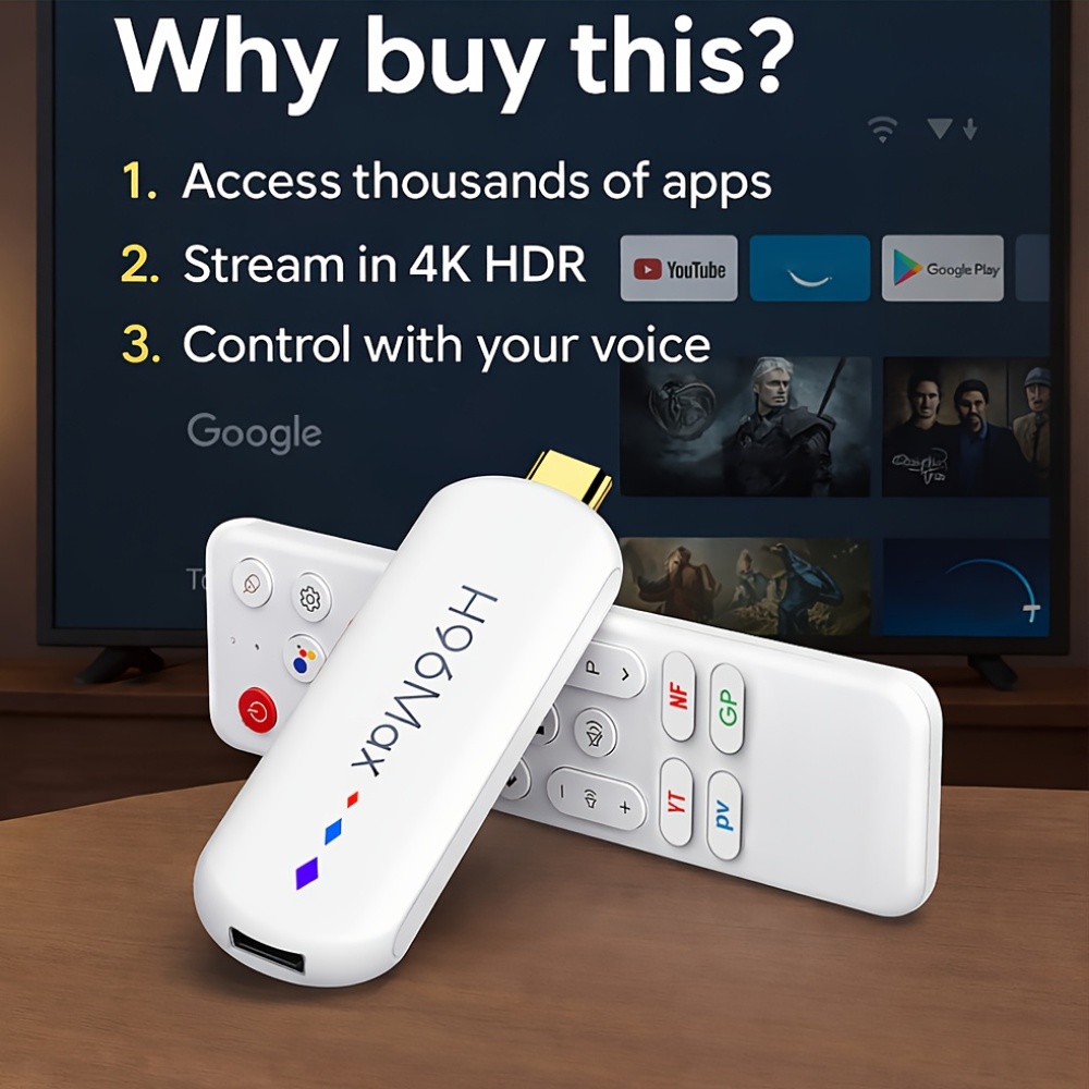 H96 Max 2026 Android 14 TV Stick – 4K Ultra HD, AI гласов контрол, Wi‑Fi 6 и 3D поддръжка - Image 2
