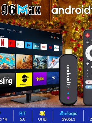 Smart TV Stick H96 MAX – 2GB/16GB, четириядрен Cortex‑A53, 4K HD, Mali‑450 GPU, Dual WiFi