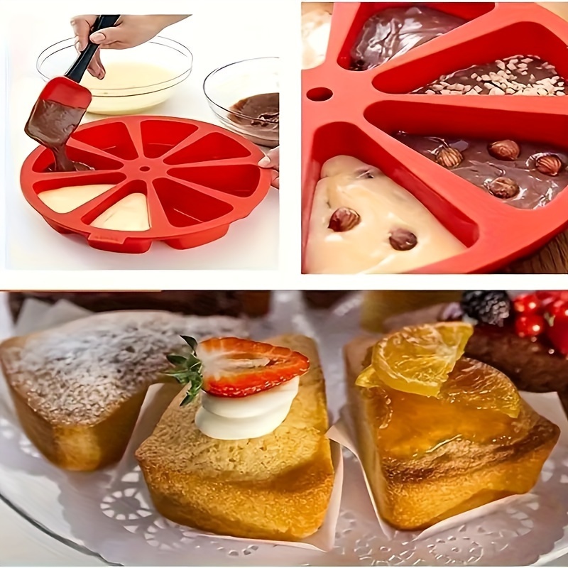 Силиконова форма за печене - 8 триъгълни отделения за брауни и мъфини - Image 7