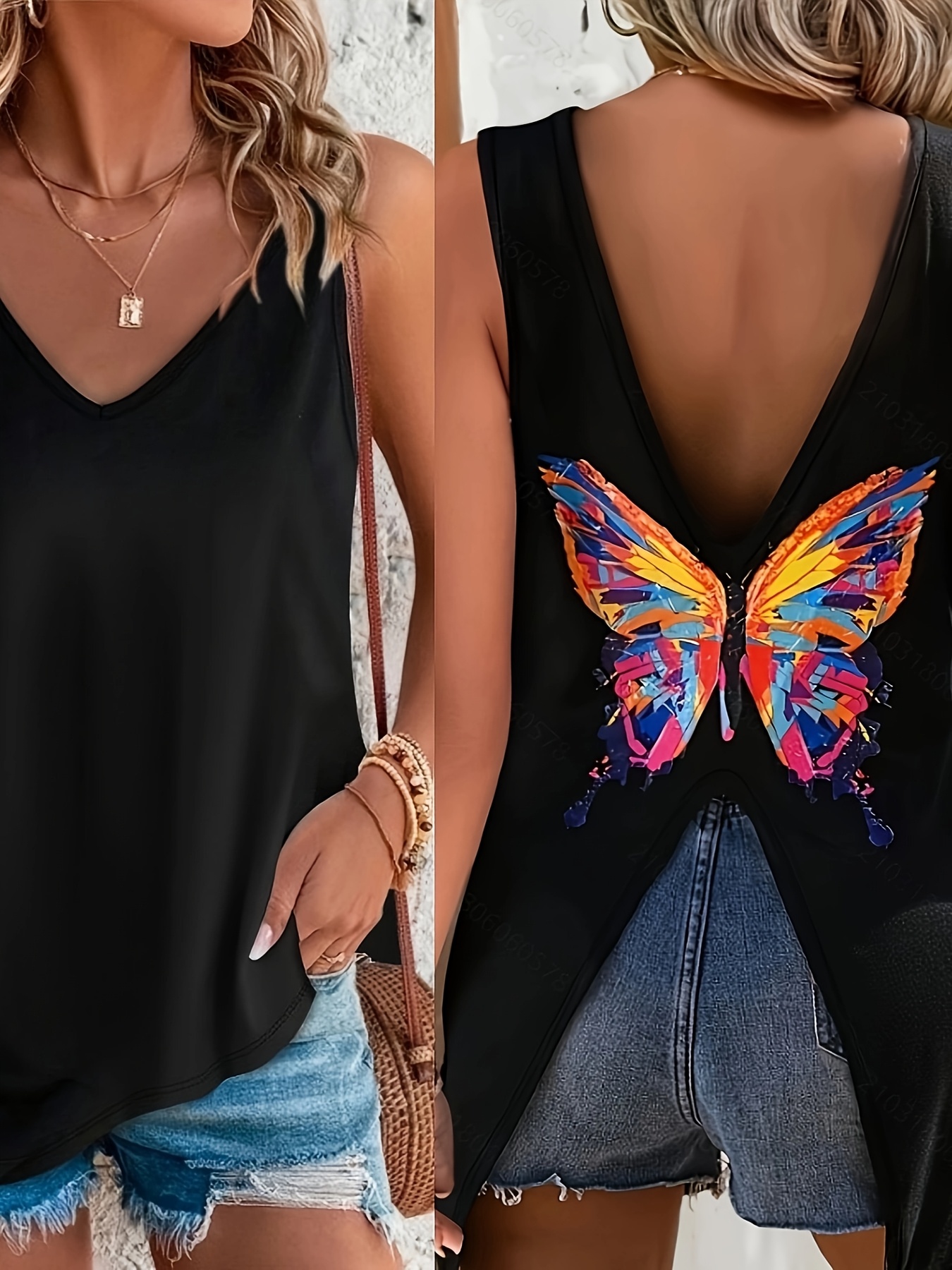 Дамски летен потник oversize – блуза с пеперуда и елегантен стил - Image 2