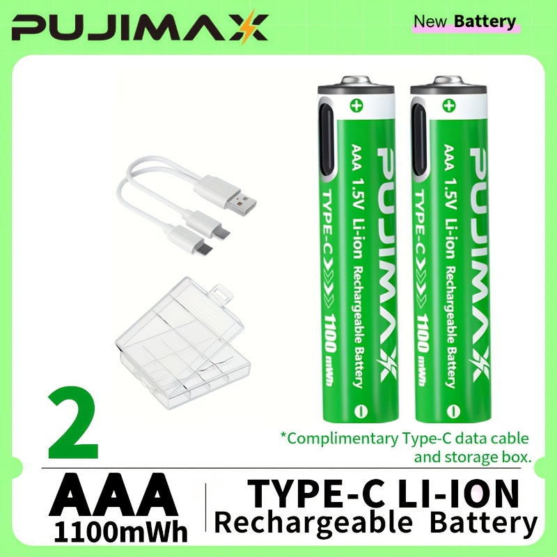 Литиево‑йонни AAA батерии PUJIMAX – 1100mWh, Type‑C зареждане, за мишки, дистанционни и LED - Image 3