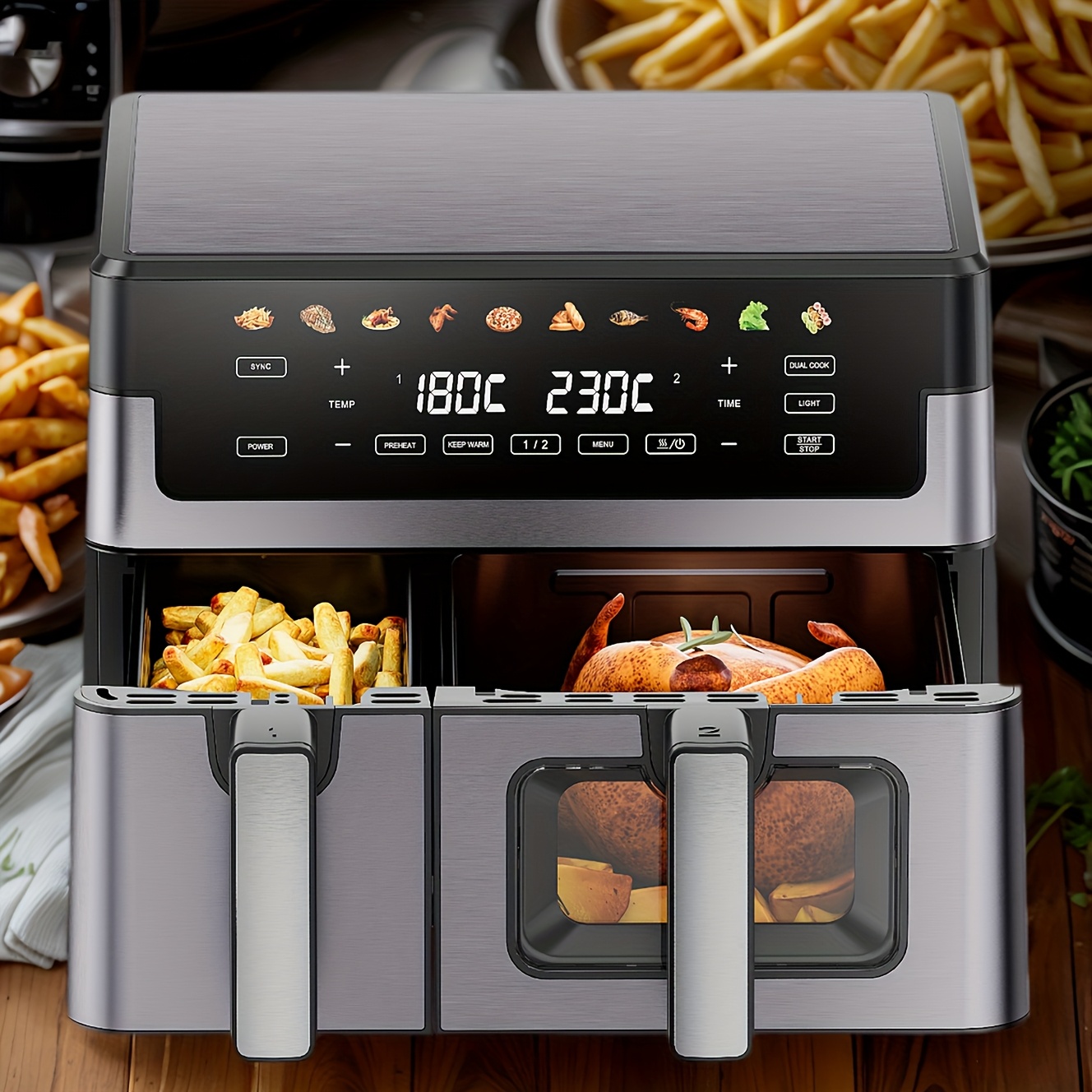 Air fryer 10/11L - фритюрник с двойни кошници и дигитален тъчскрийн - Image 11