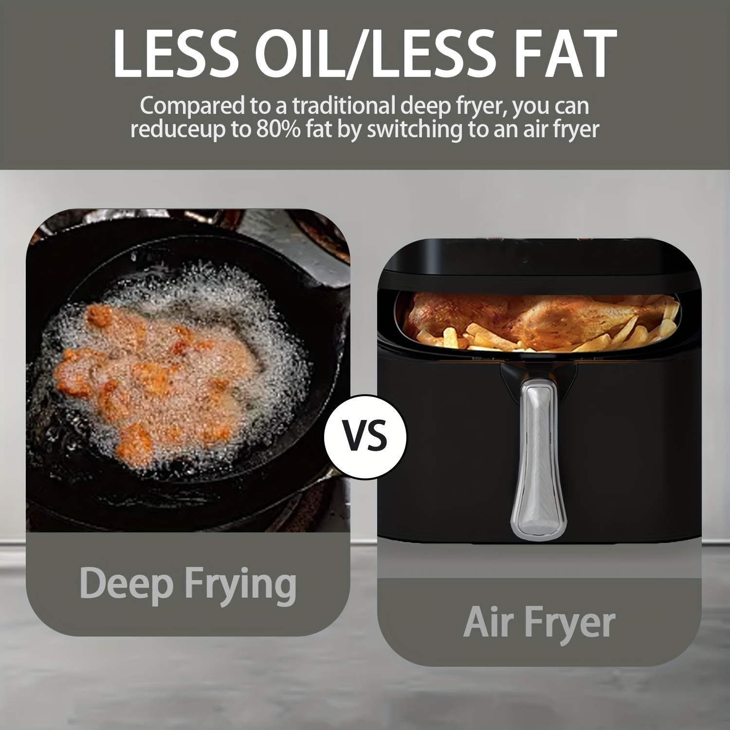 Air fryer FEIZSMILE 8L 1400W - дигитален фритюрник 6 в 1 от неръждаема стомана - Image 6