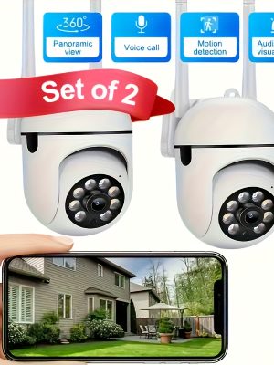 2 бр. Сферични WiFi Камери – Цветно Нощно Виждане, Двупосочно Аудио, Pan/Tilt/Zoom
