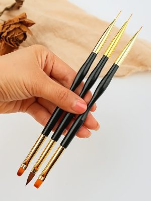 Комплект четки за nail art 3 бр – двойни четки за рисуване на нокти