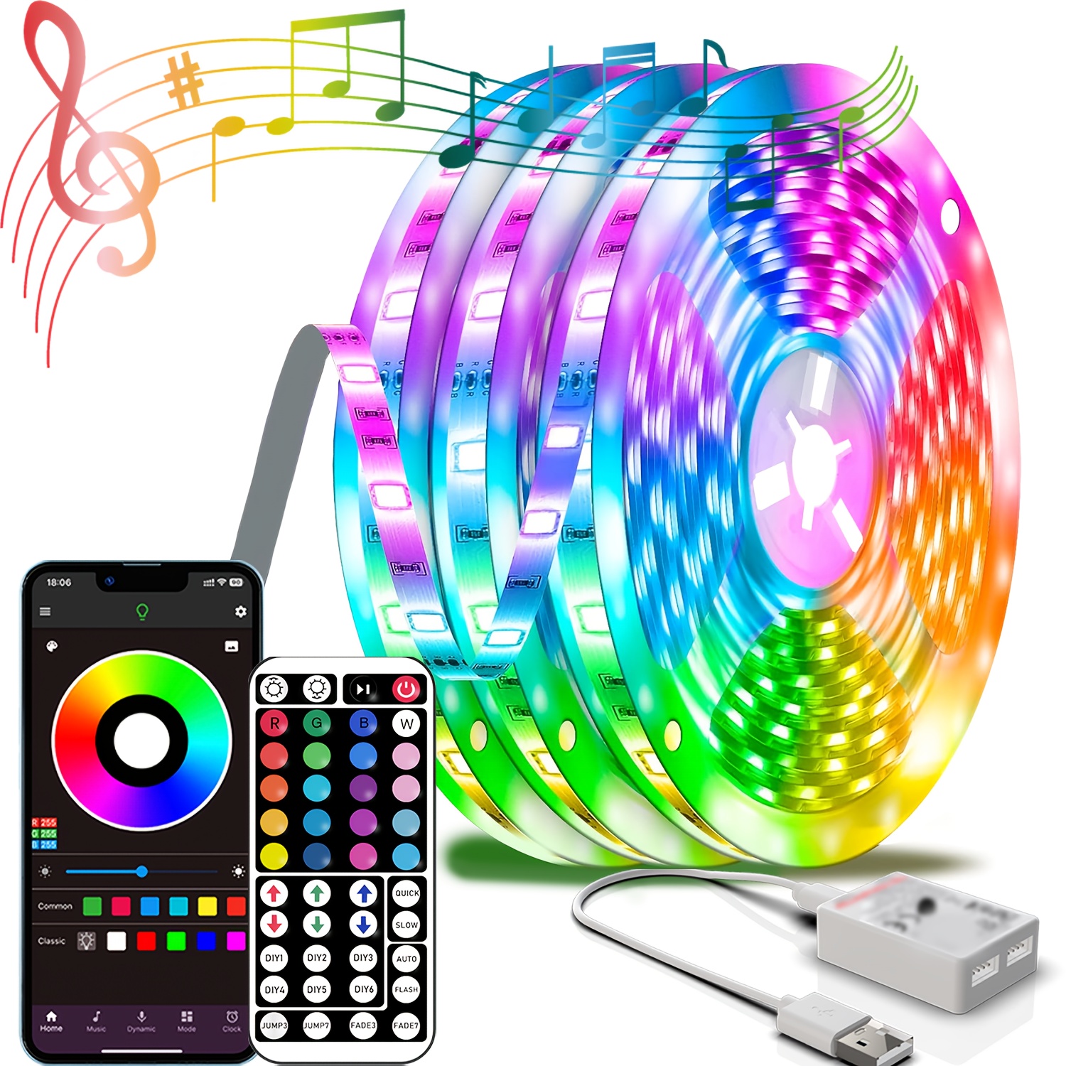 Смарт RGB LED лента NBBUFF – 16 милиона цвята, таймер, сцени и управление чрез приложение