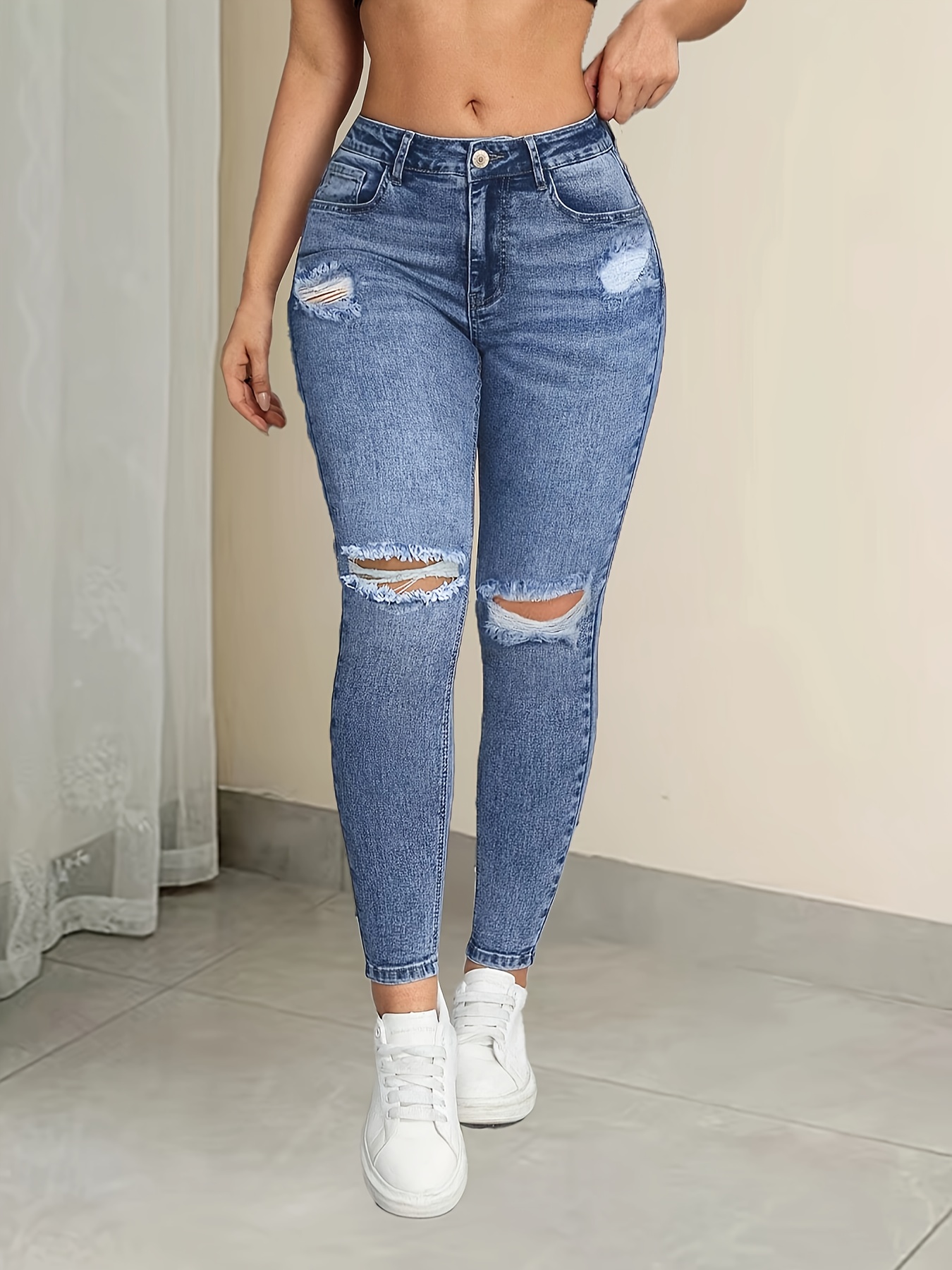 Еластични дамски дънки – slim fit дизайн с висока талия - Image 5