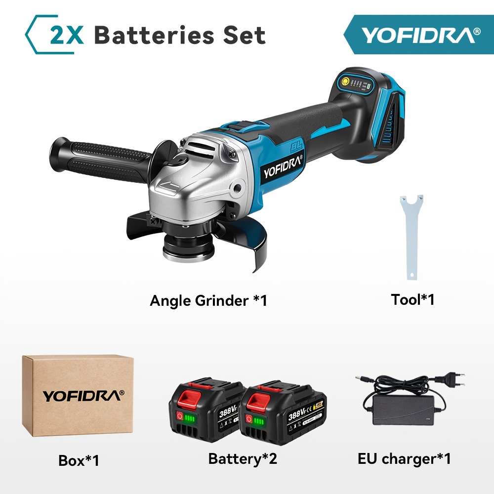 Безчетков ъглошлайф 2000W 125 мм – YOFIDRA, безжичен, за шлайфане и полиране на дърво и метал - Image 8