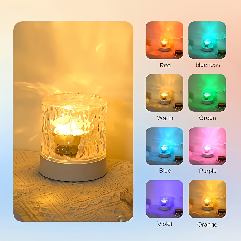 LED нощна лампа с 16 цвята и дистанционно управление – воден пламък проектор за спалня и декор - Image 6