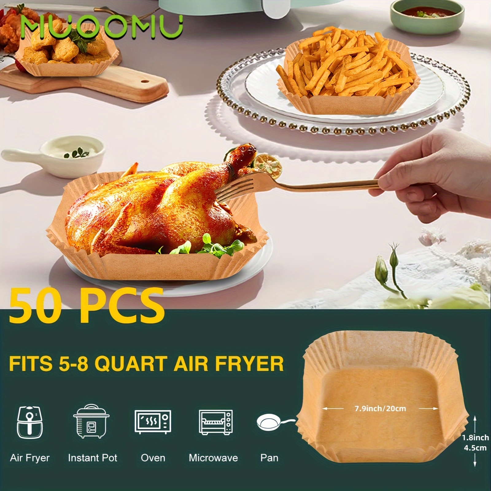 Хартия за air fryer 50-200 бр - квадратни подложки за еднократна употреба - Image 5