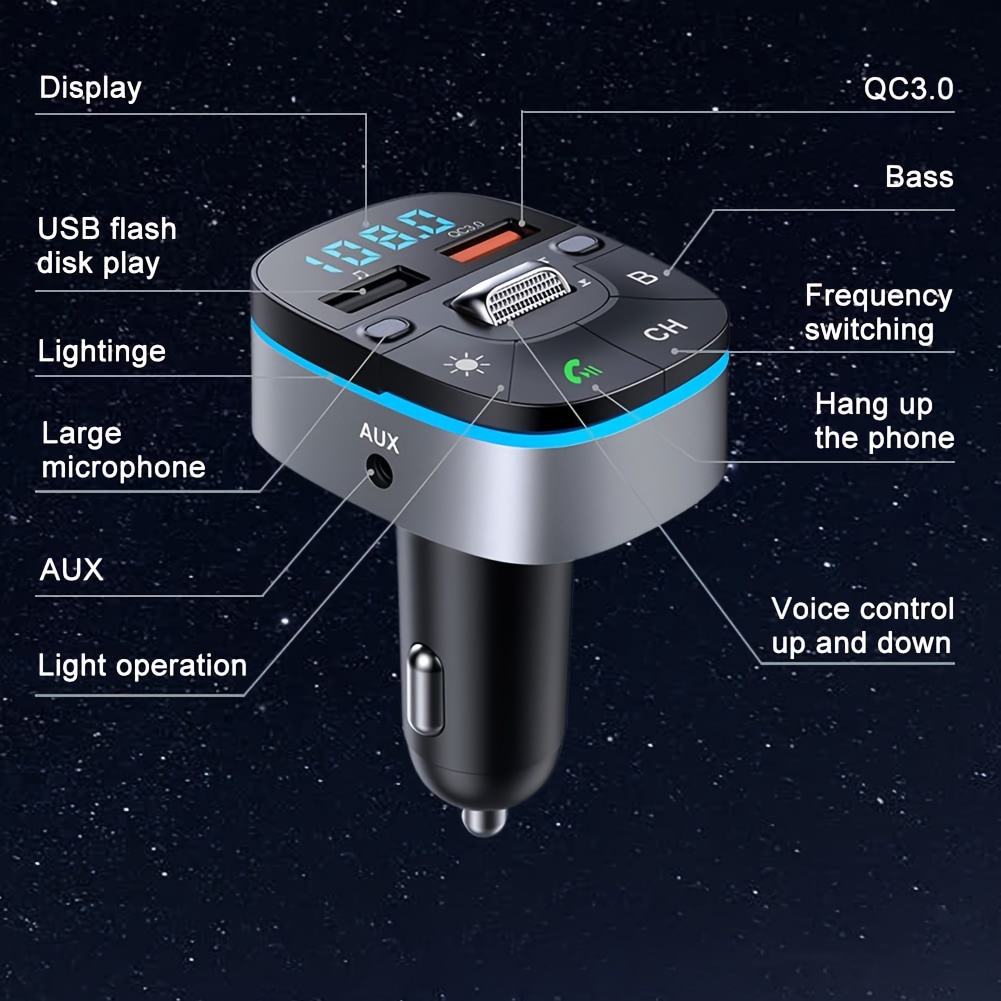 Bluetooth 5.0 FM Трансмитер за Кола – PD 18W Type-C и USB Зареждане - Image 7