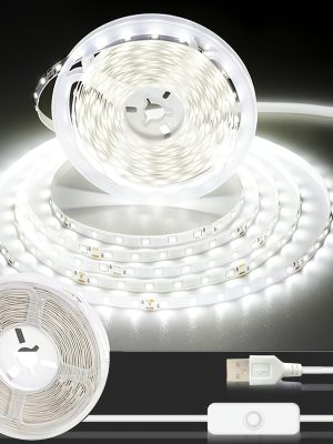 USB LED лента BJ‑5VRGB – топло и студено бяло осветление, 91.44 см до 15.24 м, лесна инсталация за DIY декор