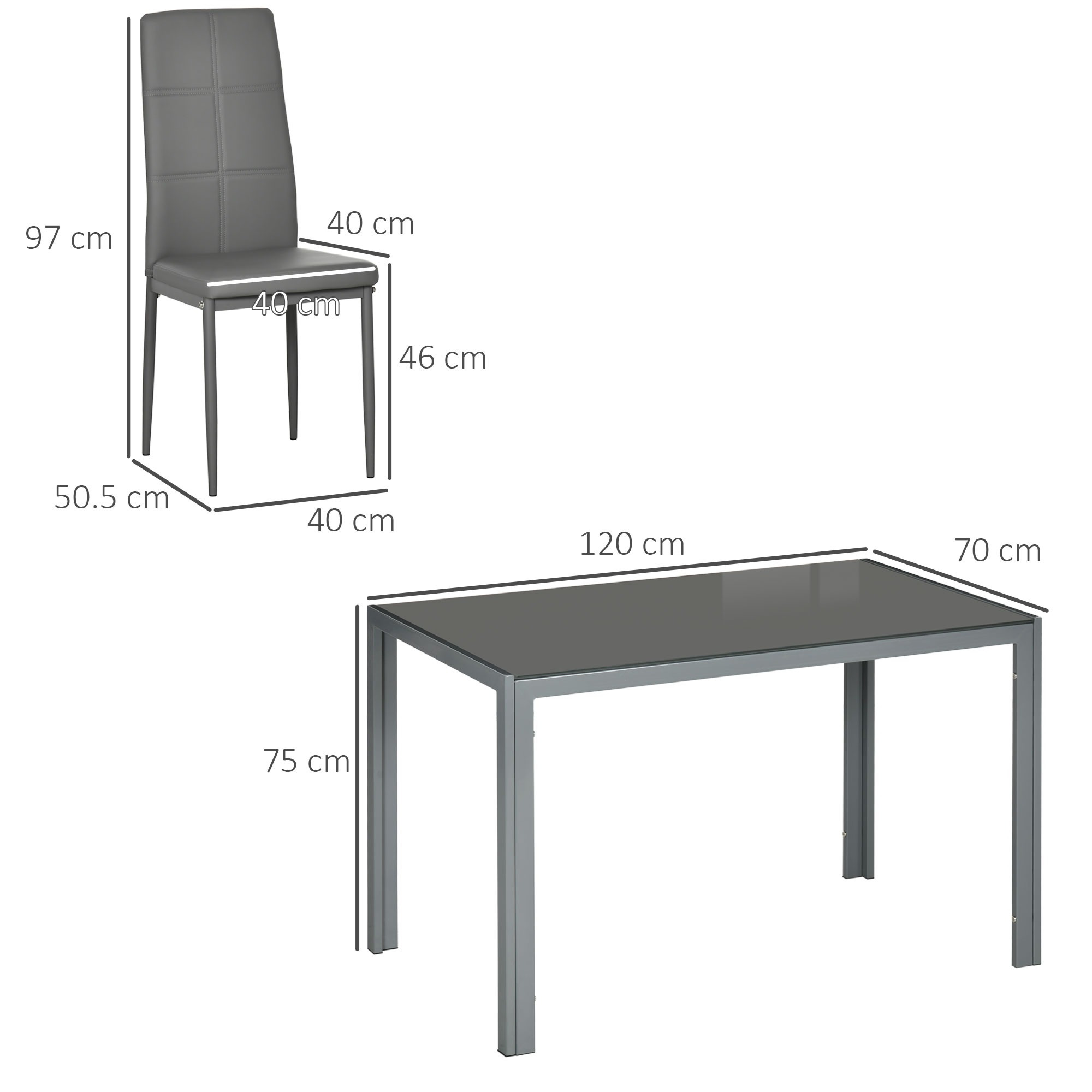 Модерен кухненски комплект HOMCOM – маса с 4 стола от еко кожа - Image 7