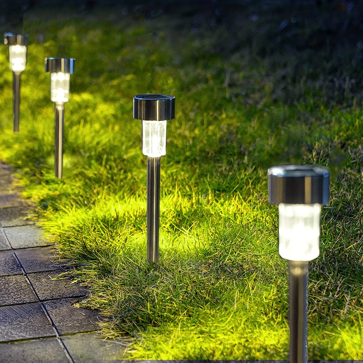 Соларни LED лампи 10 бр – градинско осветление за пътеки и двор - Image 9