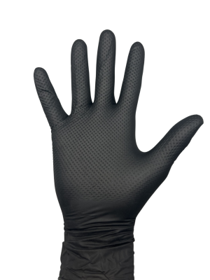 Черни нитрилни ръкавици ALDENA 8 гр – 50 бр | Black Nitrile Gloves 8g Diamond Grip
