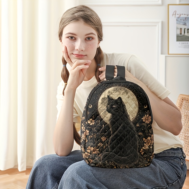 Раница с черна котка и луна – Лека и голяма, идеална за училище и пътуване - Image 9