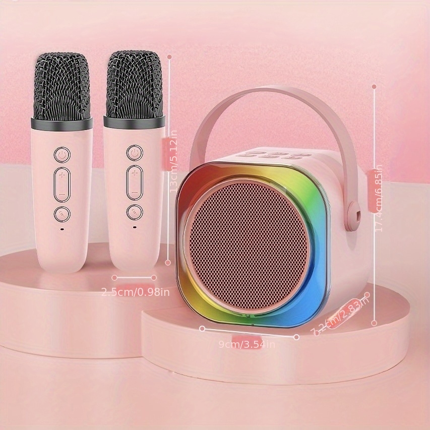 Караоке микрофон с двойни микрофони – 5 гласови ефекта, 6 LED светлини, USB Type‑C зареждане, 10W мощност - Image 3
