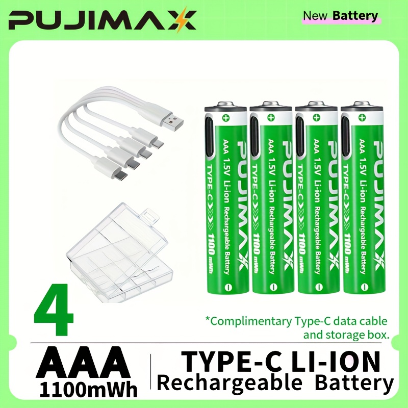 Литиево‑йонни AAA батерии PUJIMAX – 1100mWh, Type‑C зареждане, за мишки, дистанционни и LED - Image 5