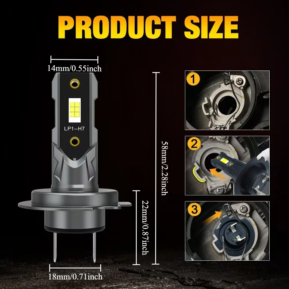Мощни H7 LED крушки за фарове – 120W, 22000LM, 12V, супер ярки CSP чипове - Image 5
