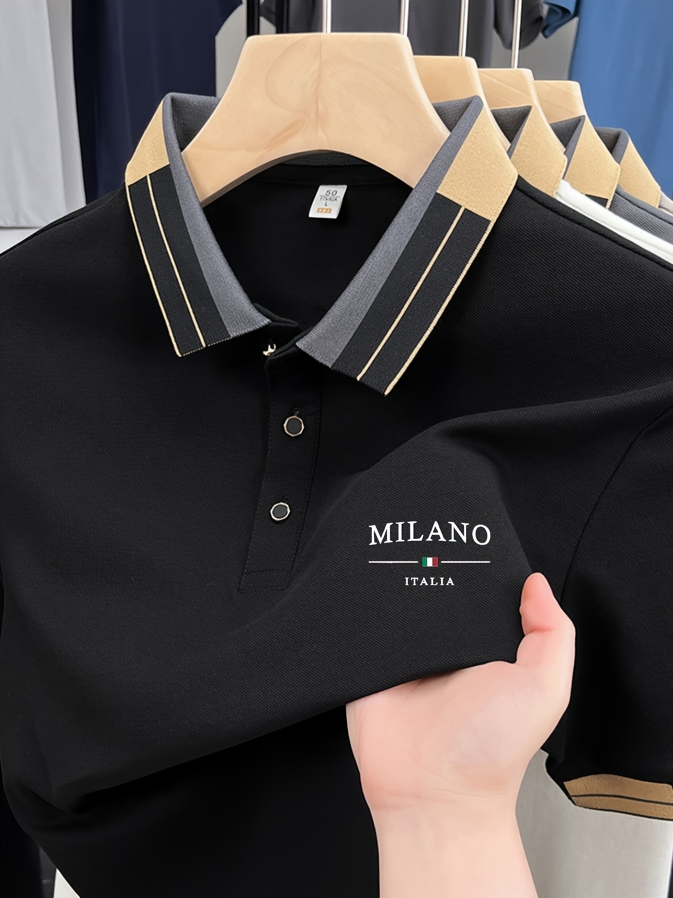 Мъжки POLO тениски MILANO ITALIA – regular fit, ревер яка с копчета, идеални за ежедневие и почивка - Image 8