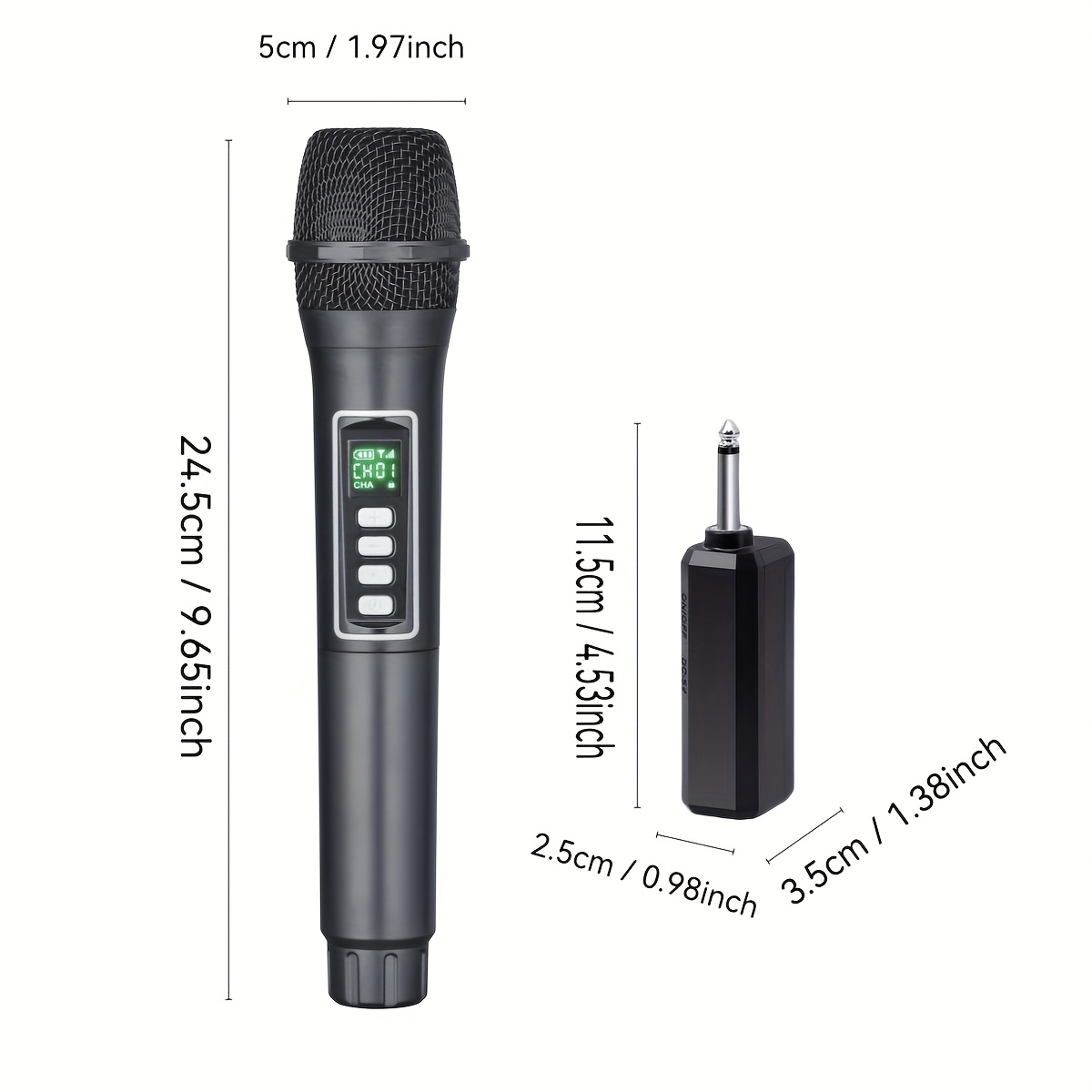 Черeн 2.4GHz безжичен микрофон – USB Type‑C зареждане, литиева батерия 18650, 6.35 мм жак - Image 5