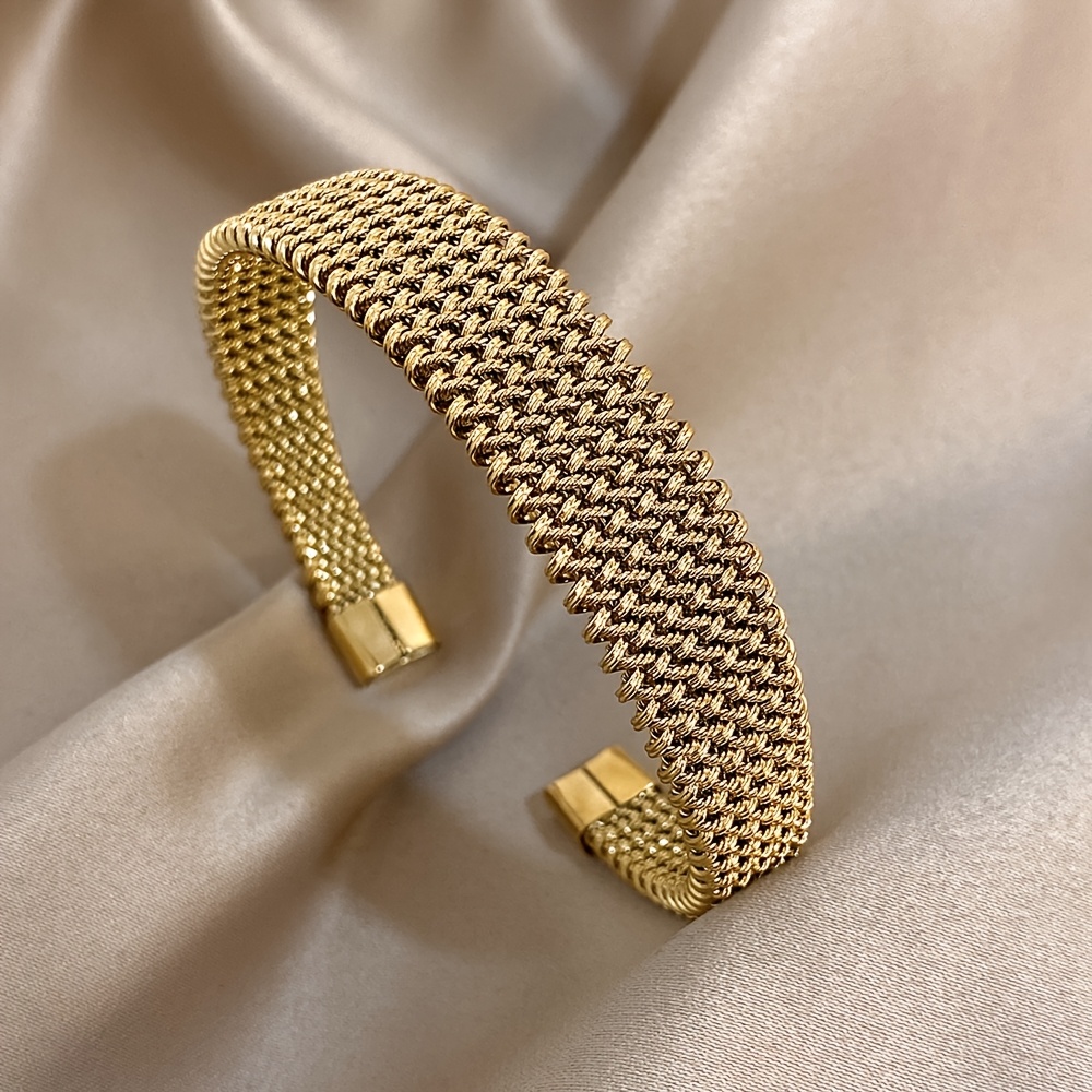 Дамска гривна от неръждаема стомана – 18K позлатена тъкана гривна HOTOO - Image 10