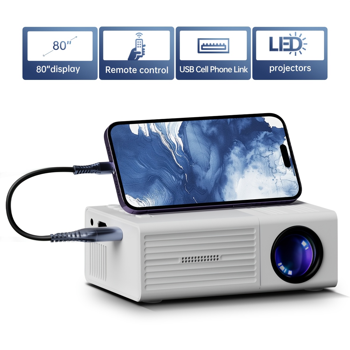 Мини проектор с LCD екран – 1080P качество, USB връзка, дистанционно управление и универсална съвместимост